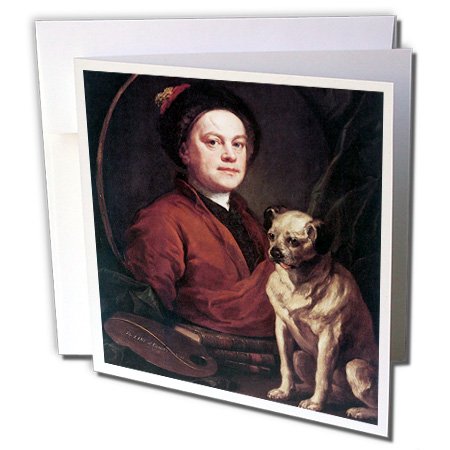 3dRose gc_128072_2 6 x 6-Inch "Self-Portriat with His Dog, Trump x William Hogarth" Greeting Card (Set of 12)