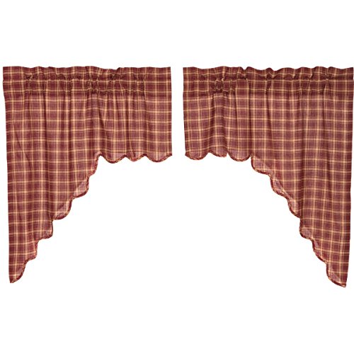 Vhc Brands Rustic Lodge Kitchen Window Curtains Kendrick Red