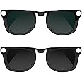 RCstyle Polarized Clip Compatible with Ray-Ban Meta Wayfarer (RW4006 Size M Standard 50-22) Smart Glasses Color Changing Clip Set (Dark Green, Black)