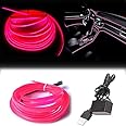 Maxlaxer El Wire Pink Interior Car LED Strip Lights, 10M Neon Wire USB 5V with Fuse Protection for Automotive Car Interior Decoration with 6mm Sewing Edge