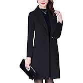 Bankeng Women Winter Wool Blend Camel Mid-Long Coat Notch Double-Breasted Lapel Jacket Outwear
