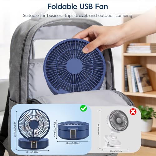 Table Fan, USB Rechargeable Powerful Quiet Fans with Remote Control, LED Display, 120° Rotation Oscillating, 3 Speed, Portable Fan for Office, Bedroom, Camping