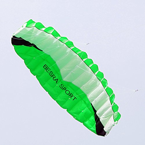 Besra New Arrival Huge 102inch/98inch Dual Line Parachute Stunt Kite with Flying Tools 2.6m/2.5m Power Parafoil Kitesurfing Training kites Outdoor Fun Sports for Beach (102inch Green)