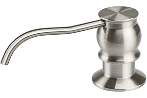 Samodra Kitchen Sink Soap/Lotion Dispenser, Brass Pump Head Brushed Nickel 12 OZ Bottle Built in Design Refill from The Top for Granite Thick Deck Installs