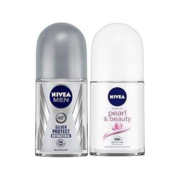 Nivea Men, Deodorant Roll-On, Silver Protect Antibacterial, 50Ml And Nivea Anti-Perspirant
