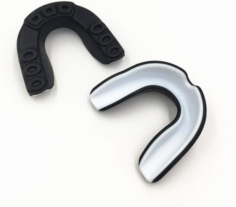 Mouth guard sports Adult moldable braces gel protective teeth|Gum Shield mouthguards for training, sparring, boxing, mma, kickboxing, basketball, hockey, lacrosse, mixed martial arts, muay thai (Black/White) : Sports & Outdoors