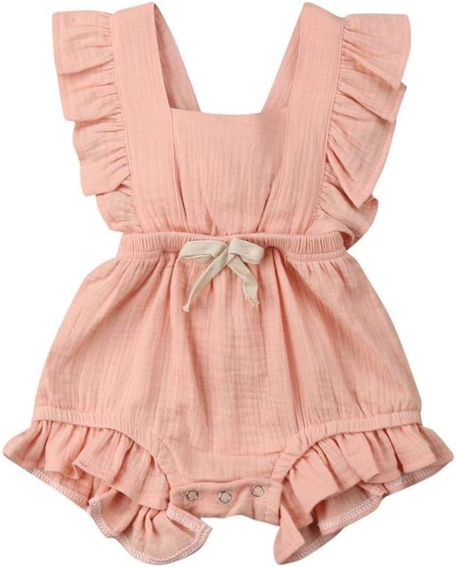 SHOBDW Girls Clothing Sets, Newborn Baby Girl Cotton Lattice Bowknot Clothes Bodysuit Romper Jumpsuit Outfit Set