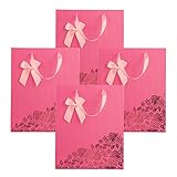4PCS Rose Flowers & Bow Medium Paper Gift Bags Christmas Party Birthday Wedding Shopping Bag