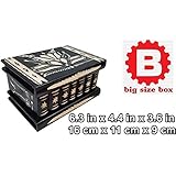 Wooden Secret Jewelry Box Puzzle Magic Case, Big Size, Secret stash Safe Compartment Place Lock with Hidden Key, Money Rack, Brain Teaser, Smart Trick - Measures 6.3