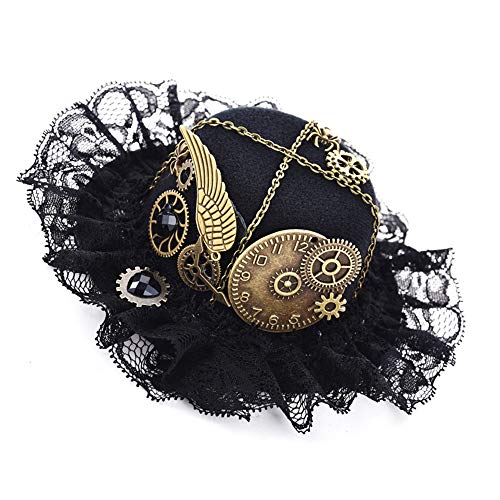Steampunk Victorian Gears Mini Top Hat Costume Hair Accessory With Steam Punk Gear Glasses (hat)