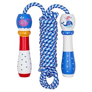 ANBET Skipping Touw voor Kind Cartoon Houten Behandelde Skipping Touw Traditionele Natuurlijke Houten Skipping Touw…