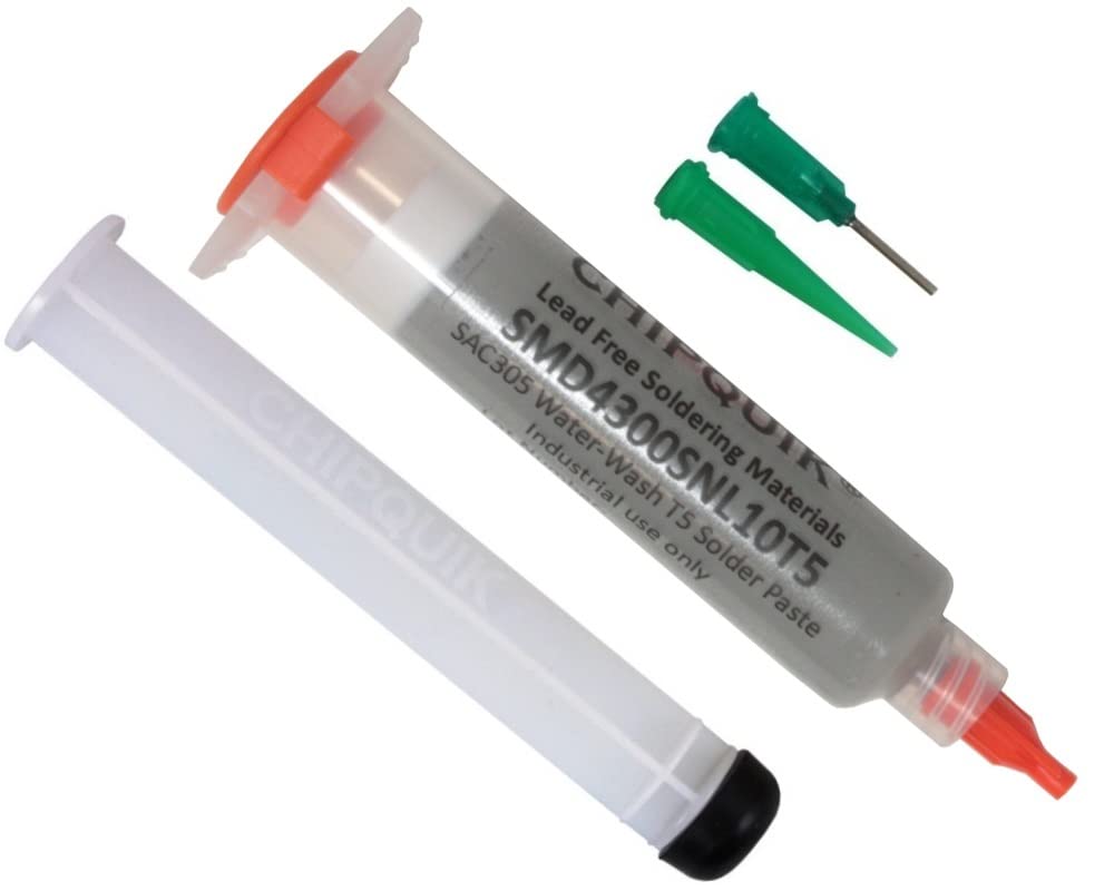 Chip Quik Solder Paste no clean Lead-Free in 10cc syringe 35g water washable T5 mesh
