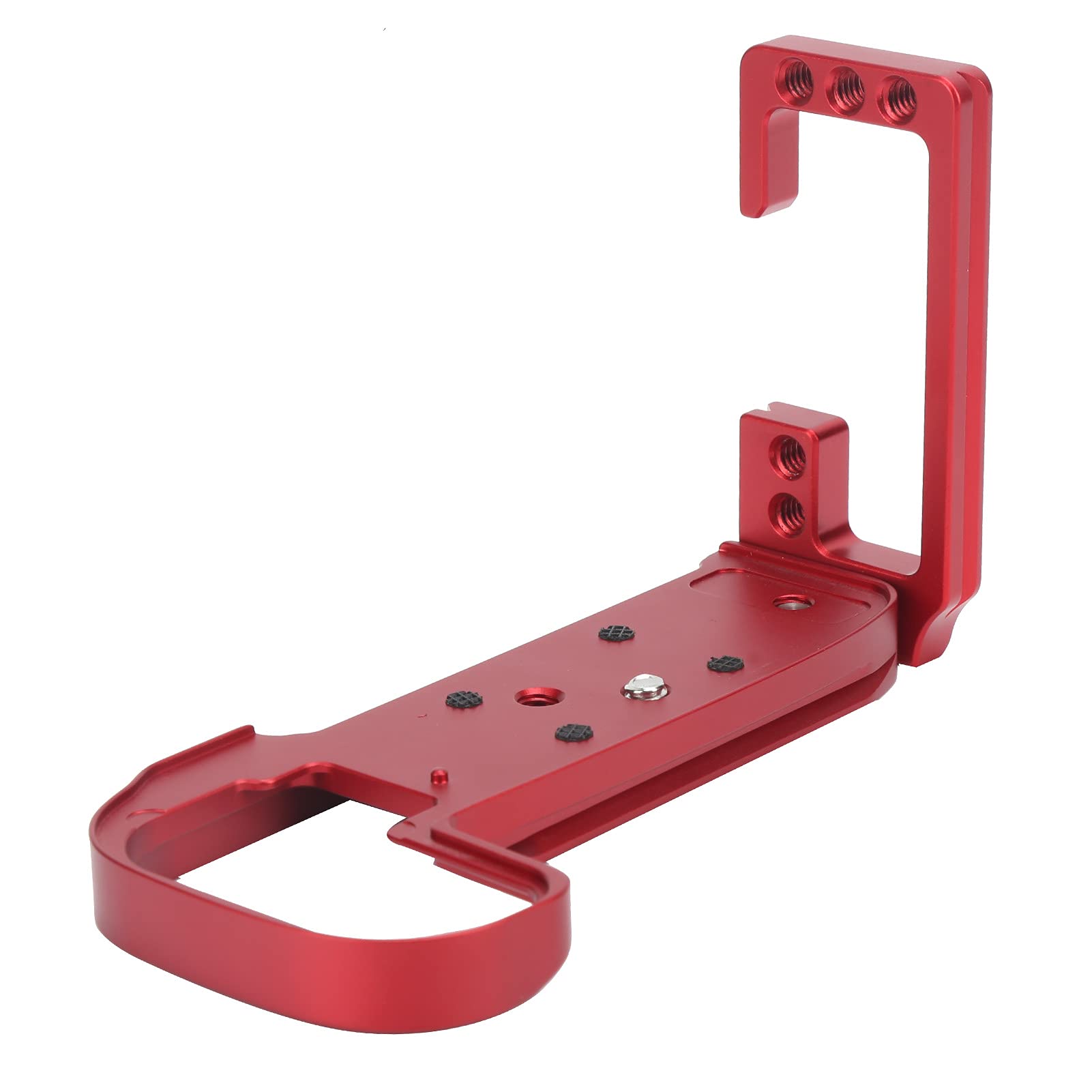 Goshyda Camera L Shaped Quick Release QR Plate, Durable L L Type Vertical Mount Bracket Lightweight Hollow Design Camera Vertical Grip with 1/4 Expansion Hole, for Canon R5(red)