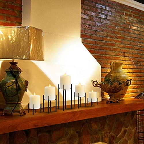smtyle Candle Holders Set of 5 Candelabra for Fireplace Accessories with Black Iron-3.5" Diameter Ideal for Pillar LED Candles - Thumbnail 3