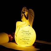 Friendship Angel Figurine Night Light – Ceramic LED Guardian Angel with Heartfelt Quote – Friends are Angels Gift for Birthday, Encouragement, Sympathy, or Christian Home Décor