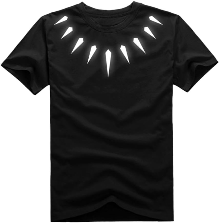 Zhengcos Black Shirt Cosplay Panther Necklace Short Sleeve T Shirt