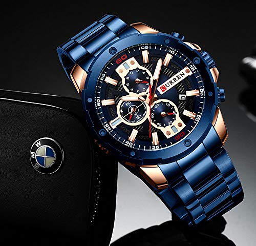 Relojes Hombres Acero Inoxidable Banda Cuarzo Reloj Militar Cronógrafo Reloj Masculino Moda Deportiva Reloj Impermeable - Imagen 5
