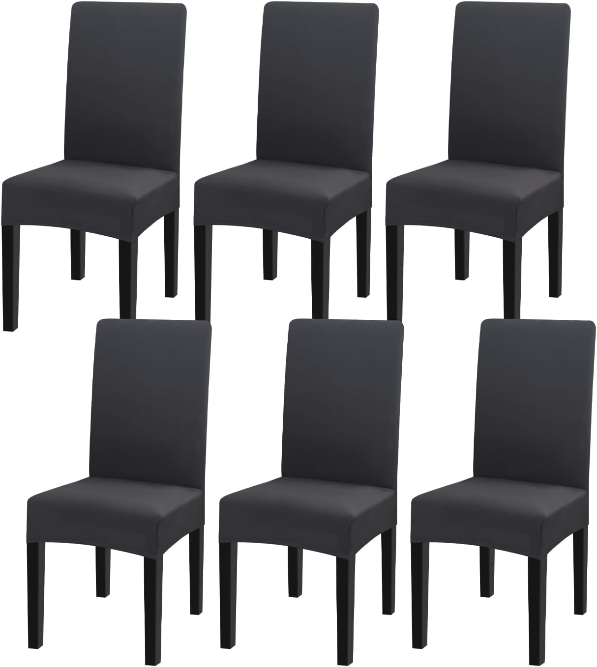 Slipcovers - Miaotto Chair Covers for Dining Room Stretch Dining Chair Covers Set of 6 Parsons Chair Slipcover Removable Washable Kitchen Chair Slipcovers for Dining Room Party Banquet,Dark Grey