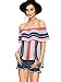 Romwe Women's Blouse off the shoulder Striped Ruffle summer casual tunic tops Multicolor XL