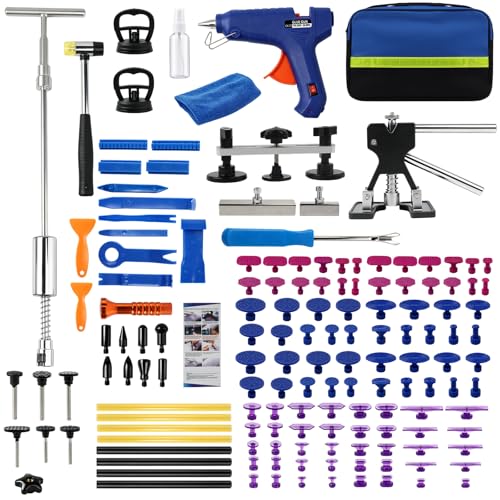 Paintless Dent Repair Kit, 154PCS Dent Puller kit,Dent Removal Tools with Metal