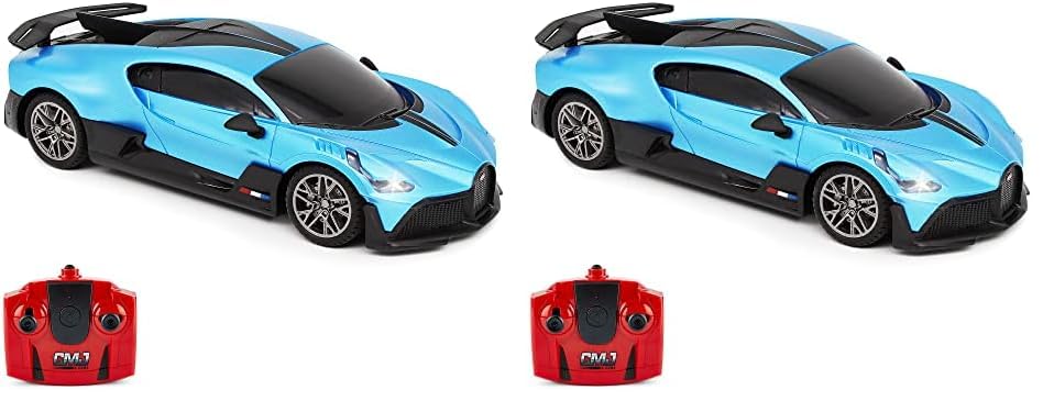 CMJ RC Cars Bugatti Divo Blue Remote control Radio Car 1:24 Officially Licensed 1:24 Scale Working Lights 2.4Ghz (Pack of 2)