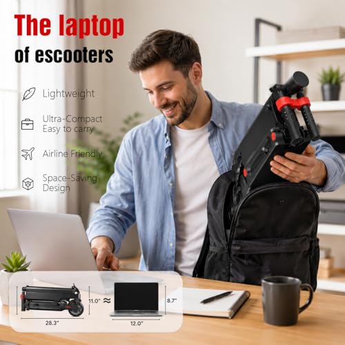 HX X6 4-Fold Backpack Electric Scooter Adults,Commuter E Scooters with Removable Battery,350W Motor & 20-40 km Range, Dual Brakes, 3 Speed Modes Outdoor Escooter,5.5" Solid Tires