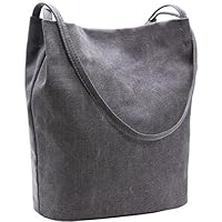 Iswee Canvas Womens Bucket Bag Shoulder Handbags Hobo Ladies Purses Fashion Tote Purse (Dark Gray)