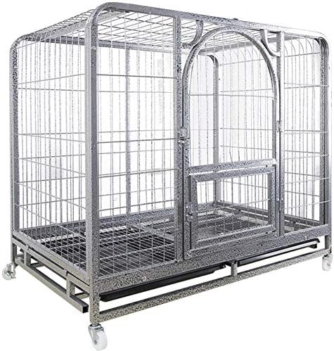 GNAWOX Extra Strong Dog Puppy Cage With Removable PP Tray, Heavy Duty Metal Pet Cage Crate Small And Medium Dogs, Silver (Size : 78x54x72cm)