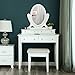 SONGMICS Vanity Table Set with Mirror and 4 Drawers, Wooden Makeup Dressing Table with Large Stool, Gift for Women Girls, White URDT22WT