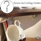 xiaozhenjida 50 Pcs 1 Inch Screw-in Ceiling Hooks Nickel Plated Cup Hooks Silver view 7