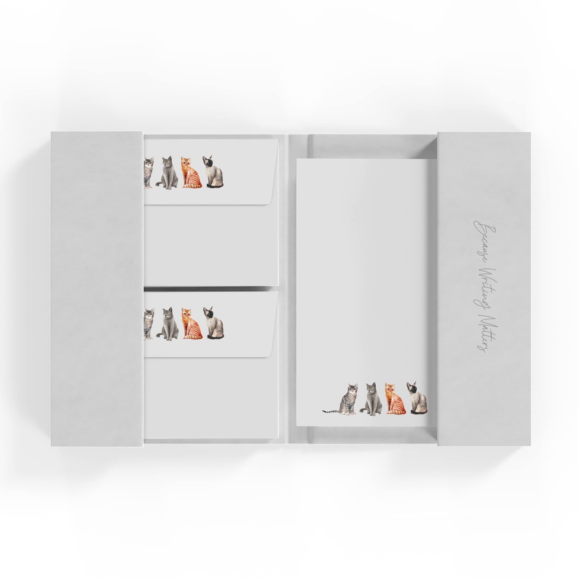 Me Loovely Four Cats Letter Writing Paper and Envelopes Set A5 Size Papers Stationery Supplies for Writing & Christmas Gifts (Pack of 20, with Folder)