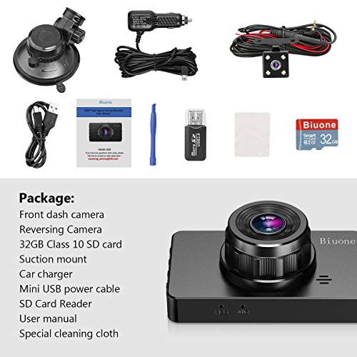 Dash Camera for Cars, Super Night Vision Dash Cam Front and Rear with