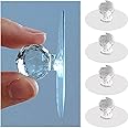leuapl Clear Cabinet Drawer Knobs, Diamond Crystal Shaped Pulls Handles for Wardrobe,Kitchen Cupboard,Bathroom Dresser, Furniture Door Window, Self-Adhesive Drill Free Self-Stick Push Pull Helper (4)