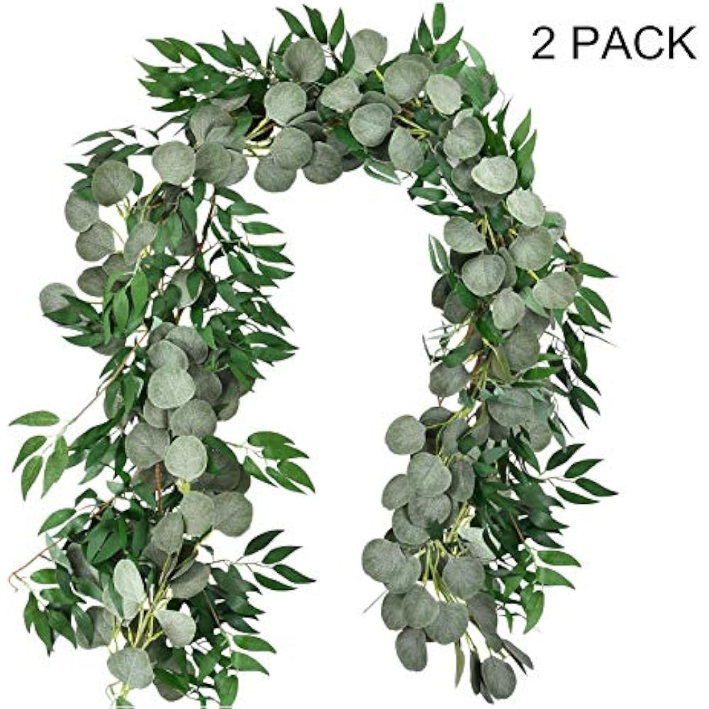 MiraiLife 6.5 Feet Artificial Eucalyptus Leaves Garland Faux Silver