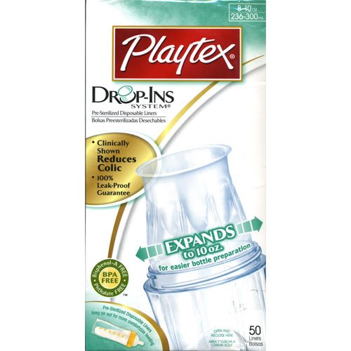 Playtex Drop-Ins Disposable Bottle Liners, 8 oz, 50 Liners