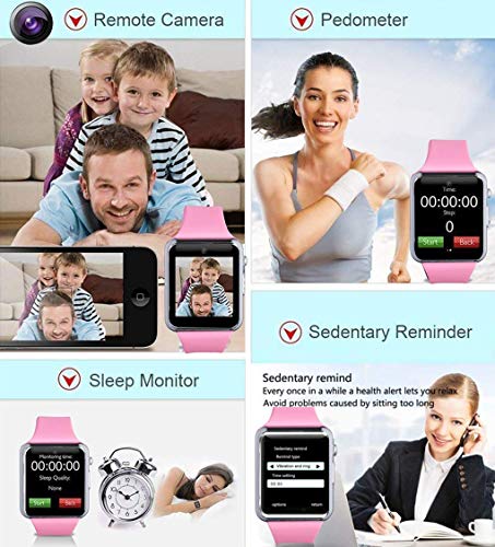 Smart Watch, Smartwatch Phone with SD Card Camera Pedometer Text Call Notification SIM Card Slot Music Player Compatible for Android Samsung Huawei and IPhone (Partial Functions) for Women Teens Girls - Thumbnail 4