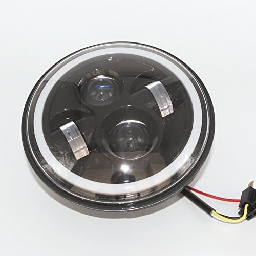 7" LED Headlight with Halo Ring Angel Eyes For Harley Davidson Motorcycle (Black)