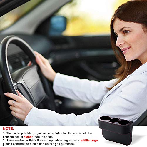 Car Seat Organizer Gap Filler Pocket with Leather Cover | Portable Universal Multifunctional Car Cup Holder Wedge Gap Catcher Caddy Stopper Storage Box for Cellphones Keys Cards Wallets (Black) - Thumbnail 6