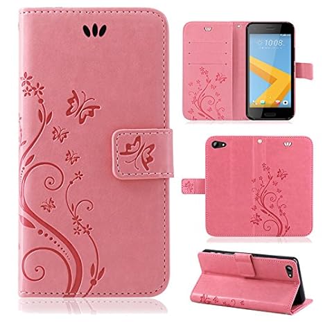 betterfon | Flower Case Handytasche Schutzhülle Blumen Klapptasche Handyhülle Handy Schale für HTC One A9s Rosa