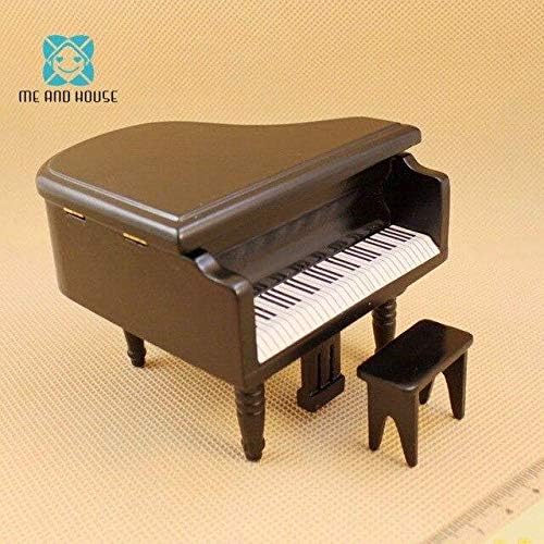 Wooden Miniature Music Instrument White or Black Wooden Small Piano and stool 1/12 scale Black Musical instruments for children, kids wooden, brass, guitar - B809