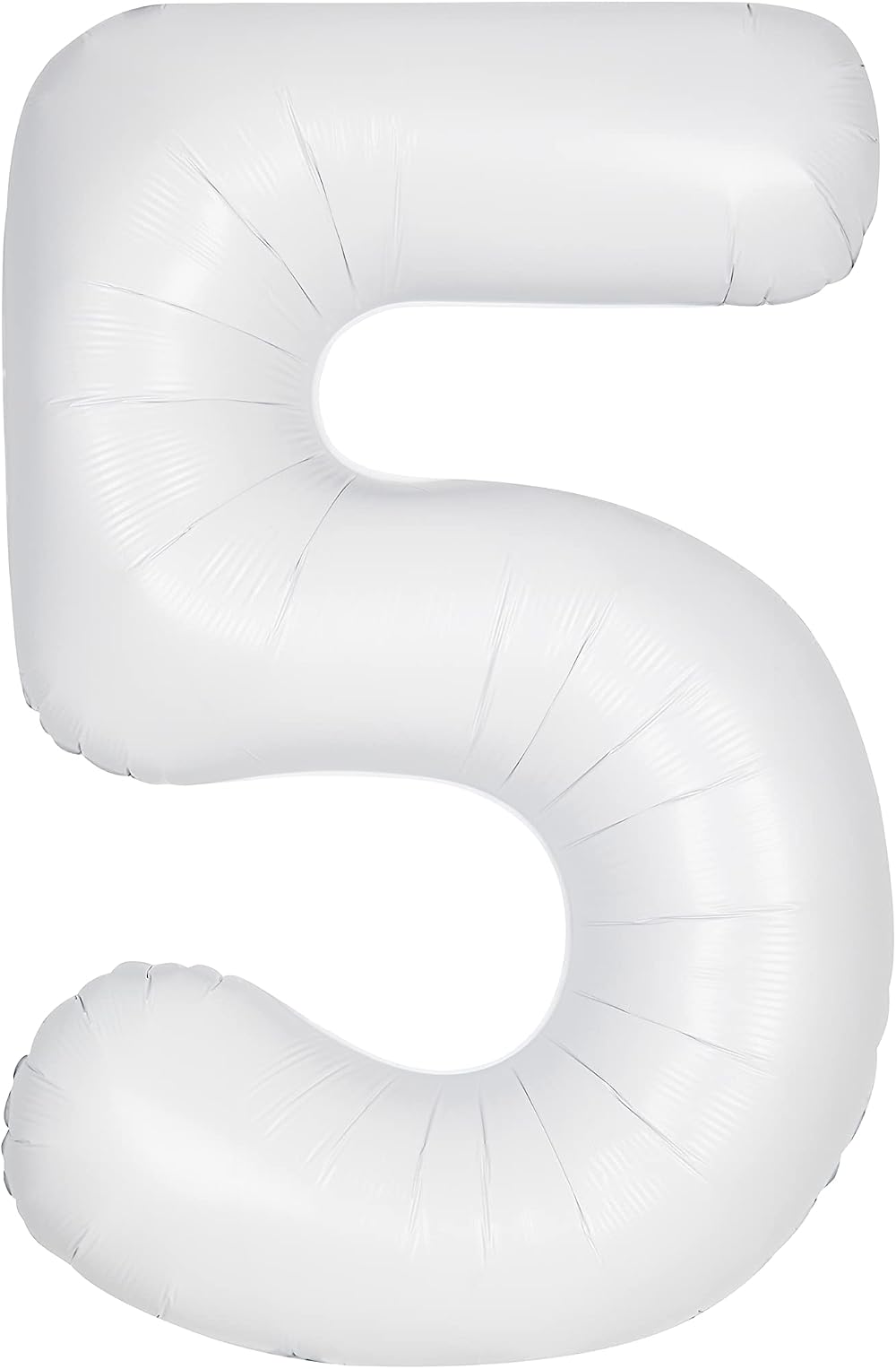 Unique Giant Foil Number 5 Balloon 86 cm Matte White - Self Sealing