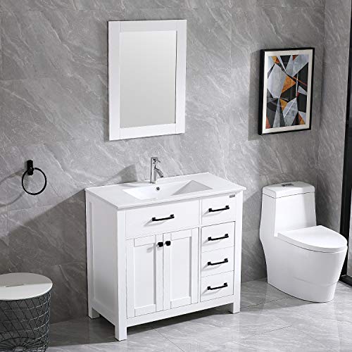 LIK.TOPPER 36" Bathroom Vanity Undermount Ceramic Vessel Sink