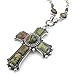jonline24h Mens Womens Vintage Large Gothic Cross Pendant Necklace & Chain, Red Silver (Green)