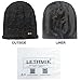 LETHMIK Unique Ribbed Knit Beanie Warm Thick Fleece Lined Hat Mens Winter Skull Cap Black