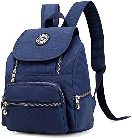 Casual Mini Waterproof Nylon Backpack Purse for Women Girl Small Lightweight Daypack (Navy blue)