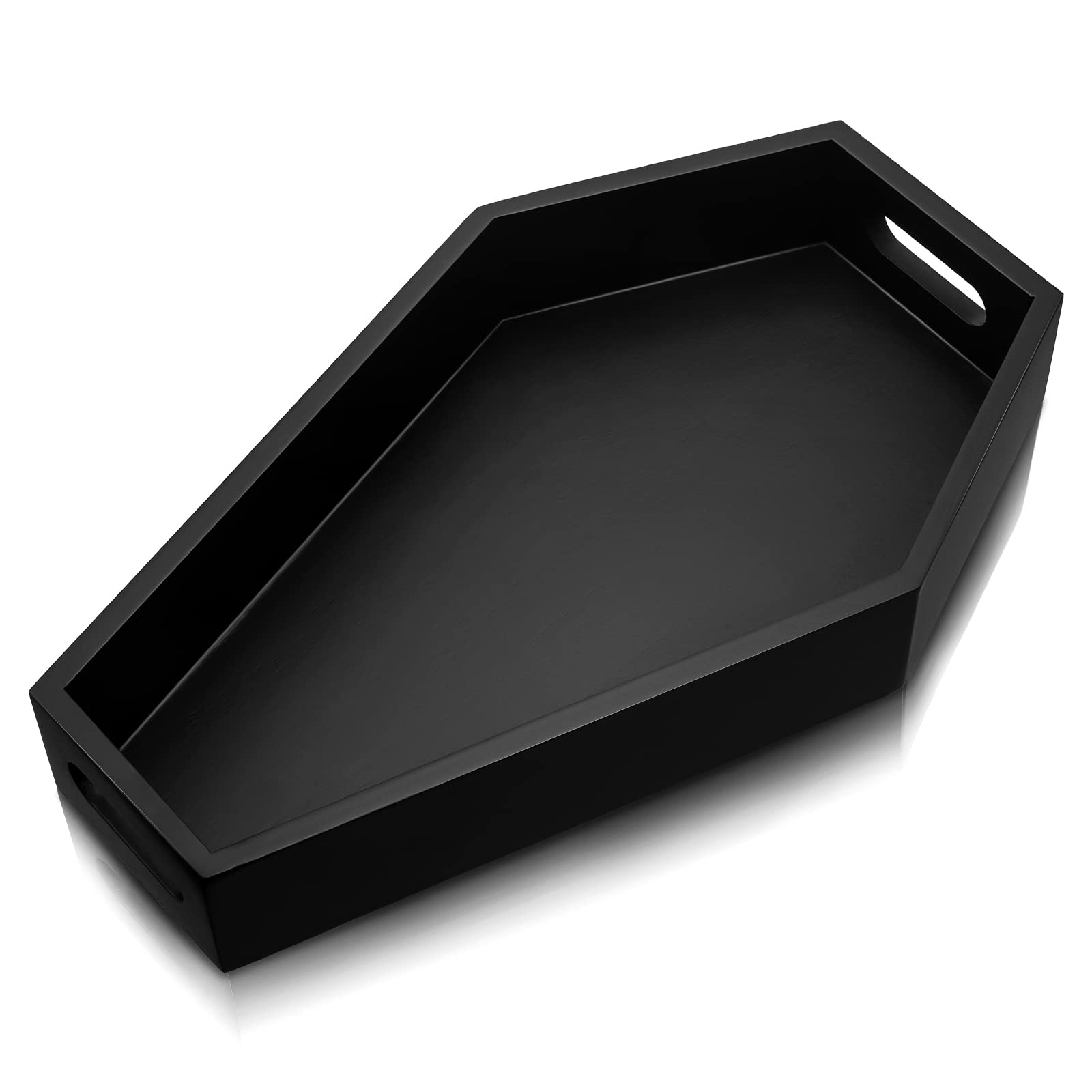 Photo 1 of Chunful Wood Coffin Tray Halloween Black Charcuterie Board Coffin Serving Trays Wooden Coffin Spooky Gothic Home Table Decor(13.3 Inch)