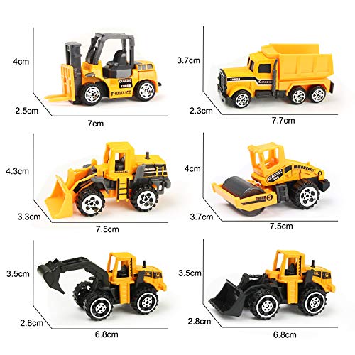 Joyfia 11 in 1 Die-cast Construction Truck Vehicle Car Toy Set Play Vehicles in Carrier Truck, Alloy Metal Car Model Excavator Dumper Bulldozer Road Roller for Kids Boys Girls