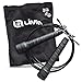 Limm Speed Cable Jump Rope - Adjustable 10ft Exercise Jumping Rope with Non-Slip PU Leather Handles & Carry Bag | Fast Skipping Rope for Crossfit, Boxing, Men, Women, Kids (Black)