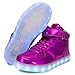 TUTUYU Kids 11 Colors LED Light Up Shoes High Top Fashion Flashing Sneakers Purple 34