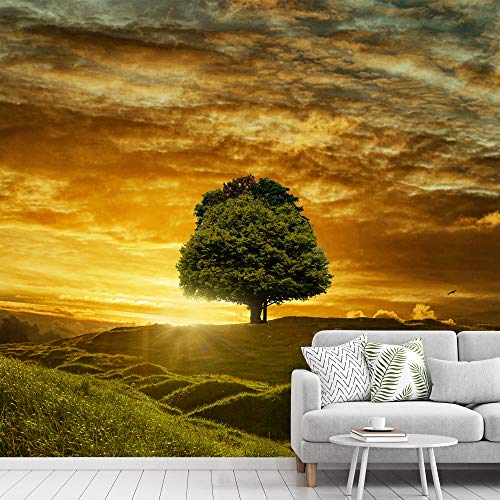 signwin Wall Mural Green Trees and Sunset Removable Self-Adhesive Wallpaper Wall Decoration for Bedroom Living Room - 66x96 inches